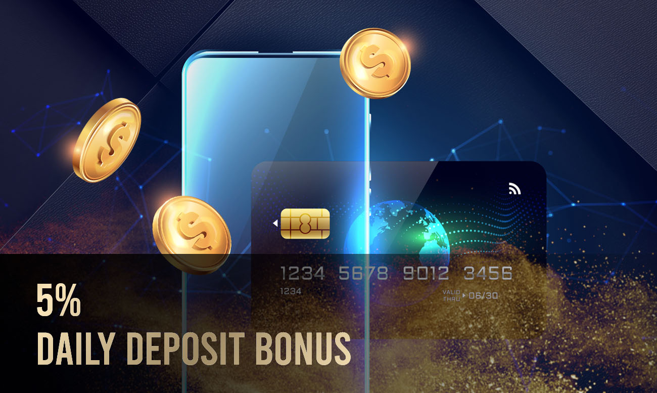 5% Daily deposit bonus up to MYR500, claim once (1) per day.